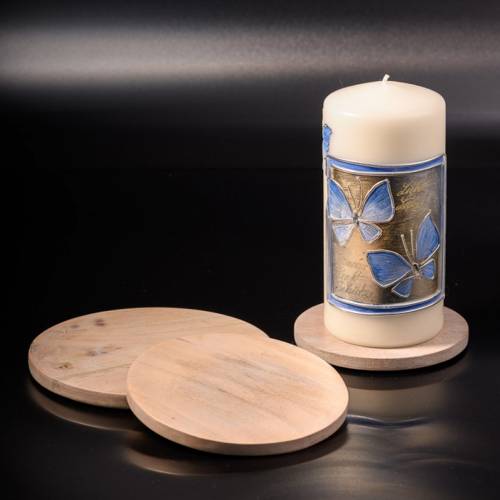 Light mango wood candle plate D 12 cm
