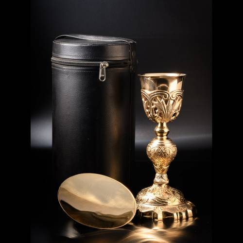 Chalice golden plated H 26 cm  with case