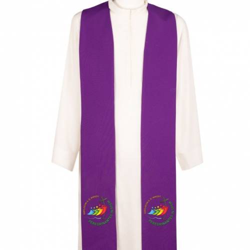 Stuła Kapłańska 4 Kolory Liturgiczne Haft Logo JUBILEUSZ 2025