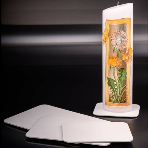 Candle coaster white aluminium 17x12 cm