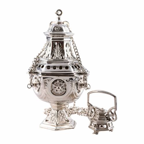 Nickel plated Thurible h 27 cm