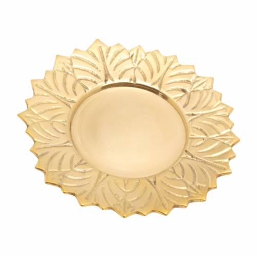 Brass candle plate sun