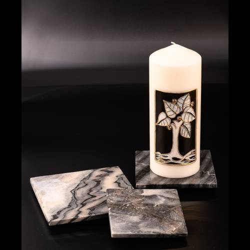 Square natural stone candle plate