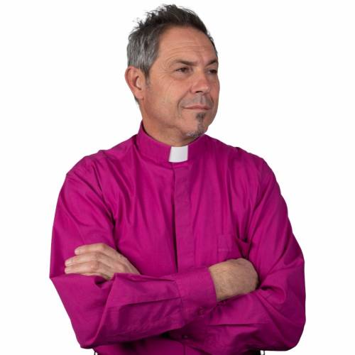 Koszula Klerycka D/L 100% Bawełna Popelina Paonazzo