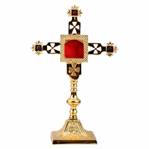 Relikwiarz Złocony z Kamieniami H 25 cm