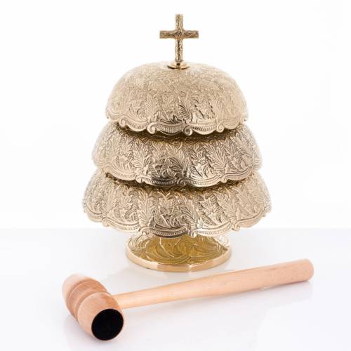 Three-tone gong - brass - wooden mallet