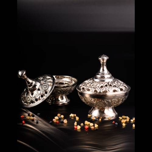 Nickel plated incense bowl
