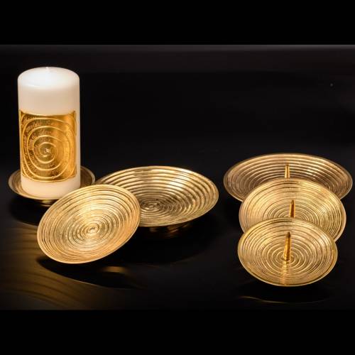Groove candle plate gold colour