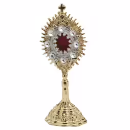 Reliquiario placcato oro con pietre H 14,5 cm