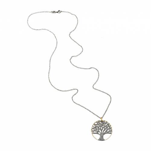 Necklace with medal representing the Tree of Life and Glitter