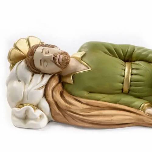 Statua San Giuseppe dormiente in polvere di marmo colorata