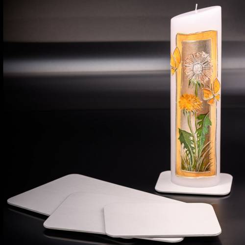 White aluminium candle coaster 13,5x10 cm