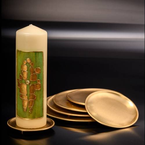 Brass Candle plate with thorn D 14 cm