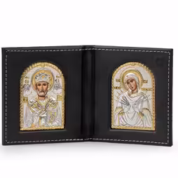 St. Nikolas - VM 7 Swords Arch Icon. Painted face. Silver 999. Gold.