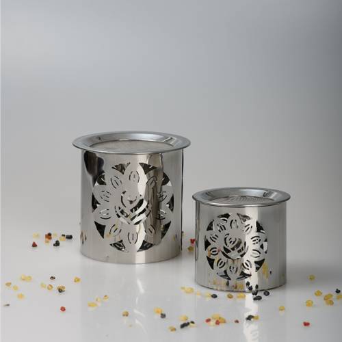 Incense burner steel silver flower