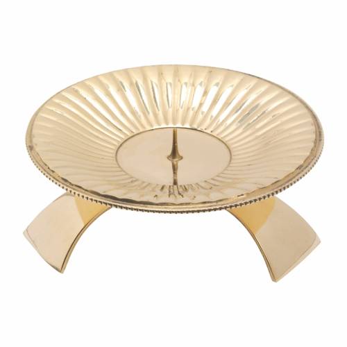Three footed brass candle holder