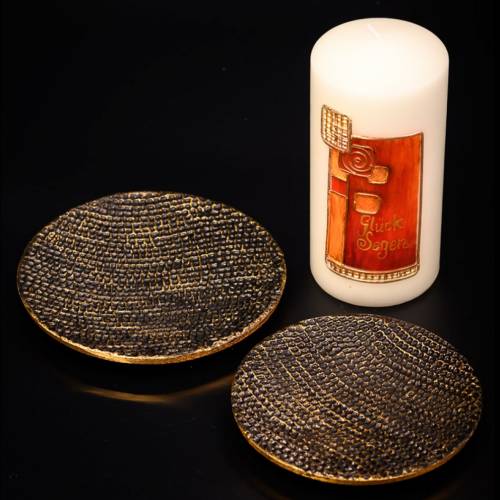 Aluminium coaster black/gold D 14 cm