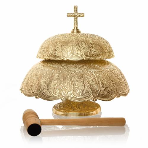 Two-tone gong - brass - wooden mallet