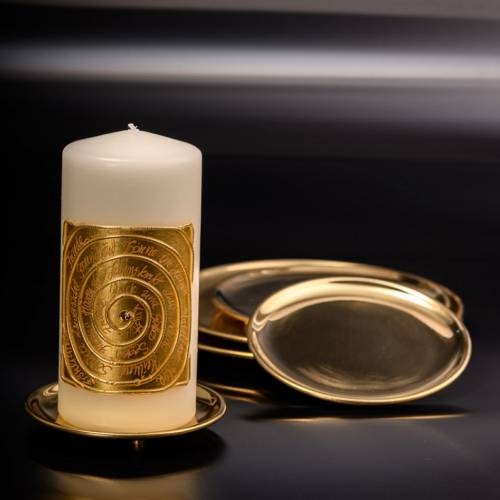 Polished brass candle plate D 12 cm
