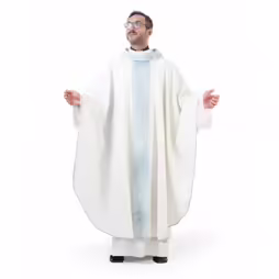 Casula mariana con stolone in velluto damascato azzurro