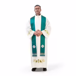 Stola per Sacerdote verde in seta con croce argento