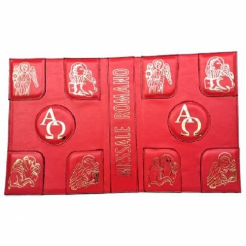 New Roman Missal III Edition cover in "Alpha and Omega" and "4 Evangelists" leather
