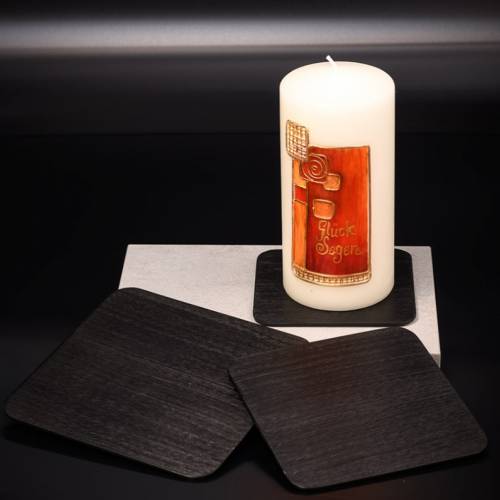 Black aluminium coaster 12x12 cm