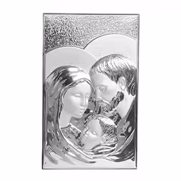 Ikona Święta Rodzina w Srebrze PVD - 23x37 cm