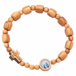 Elastic bracelet made of olive wood with resin image