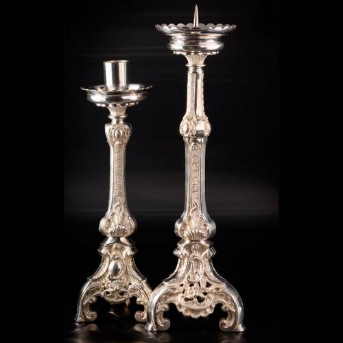 Srebrny Kandelabr Ołtarzowy H 50 cm