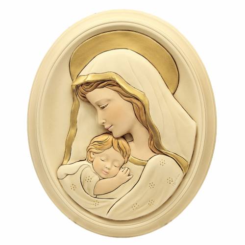 Capoletto in polvere di alabastro Madonna con Bambino