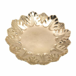 Brass leaf candle plate