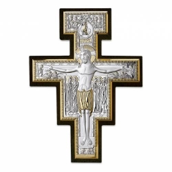 Croce San Damiano argento con oro