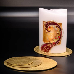 Piattino candela in alluminio dorato