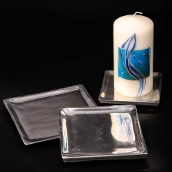 Square polished aluminium coaster