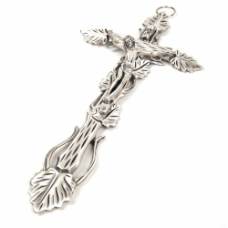 Krzyż Bluszcz Szczotkowany Metal z Ciałem