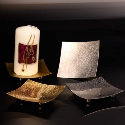 Polished square candle plate