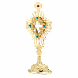 Relikwiarz Złocony z Kamieniami H 30 cm