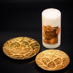 Aluminium coaster with gold leaves D 12 cm