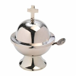 Niklowana Łódka z Krzyżem H 13 cm