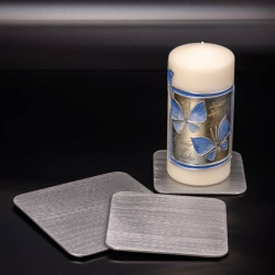 Square silver aluminium candle plate
