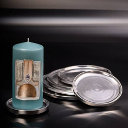 Polished aluminium candle plate D 21 cm