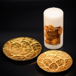 Aluminium coaster with leaves D 14 cm