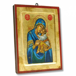 Grecka Ikona Madonna w Czerwonym Płaszczu z Dzieciątkiem