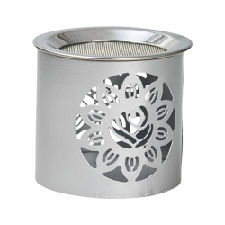 Incense burner silver iron flower