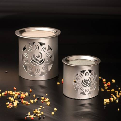Incense burner silver iron flower