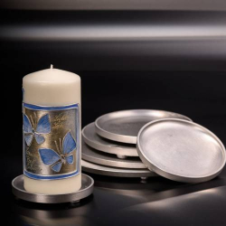 Matte aluminium candle plate D 19 cm