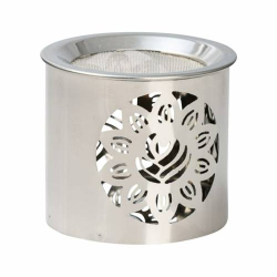Incense burner steel silver flower