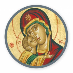 Grecka Ikona Madonna w Czerwonym Płaszczu z Dzieciątkiem