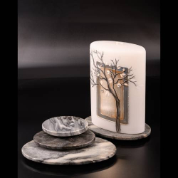 Plate for candle of natural stone